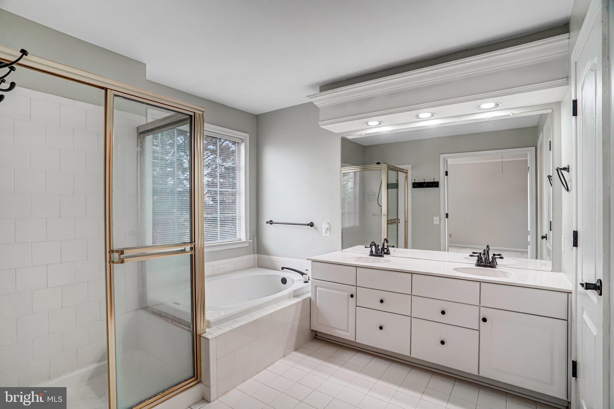 20927 Trinity Square Sterling, VA 20165 - Photo 25 of 47 a en suite bathroom with a double vanity sink a mirror and a bathtub