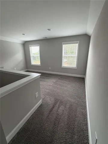 a bathroom with a toilet and a rug