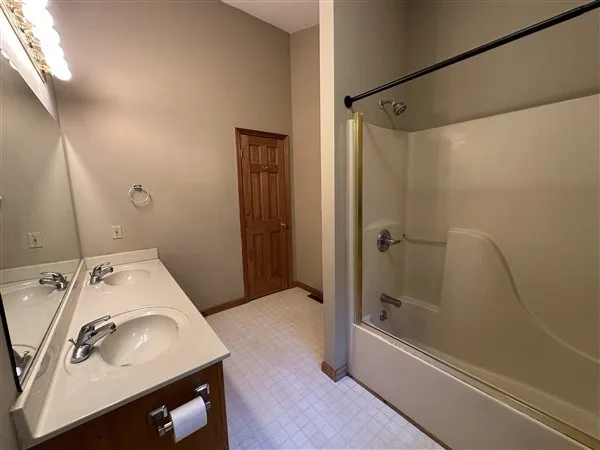 a bathroom with a sink and a tub