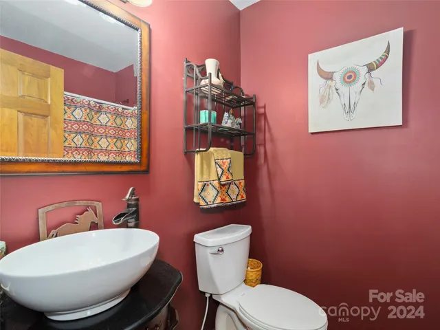 a bathroom with a toilet a sink and a mirror