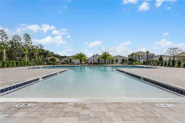 a view of swimming pool and city from a terrace