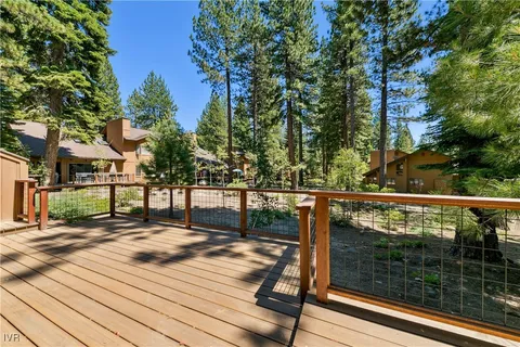 a balcony with view of trees