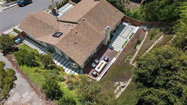 an aerial view of a house with entryway