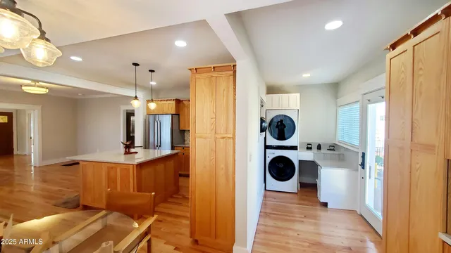 a view of small space with wooden floor