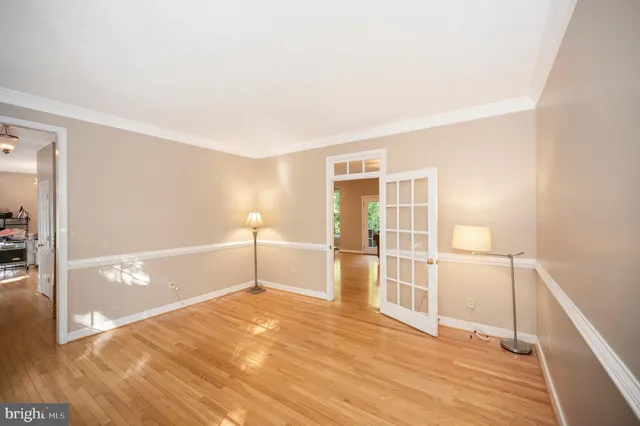 a view of a livingroom with wooden floor