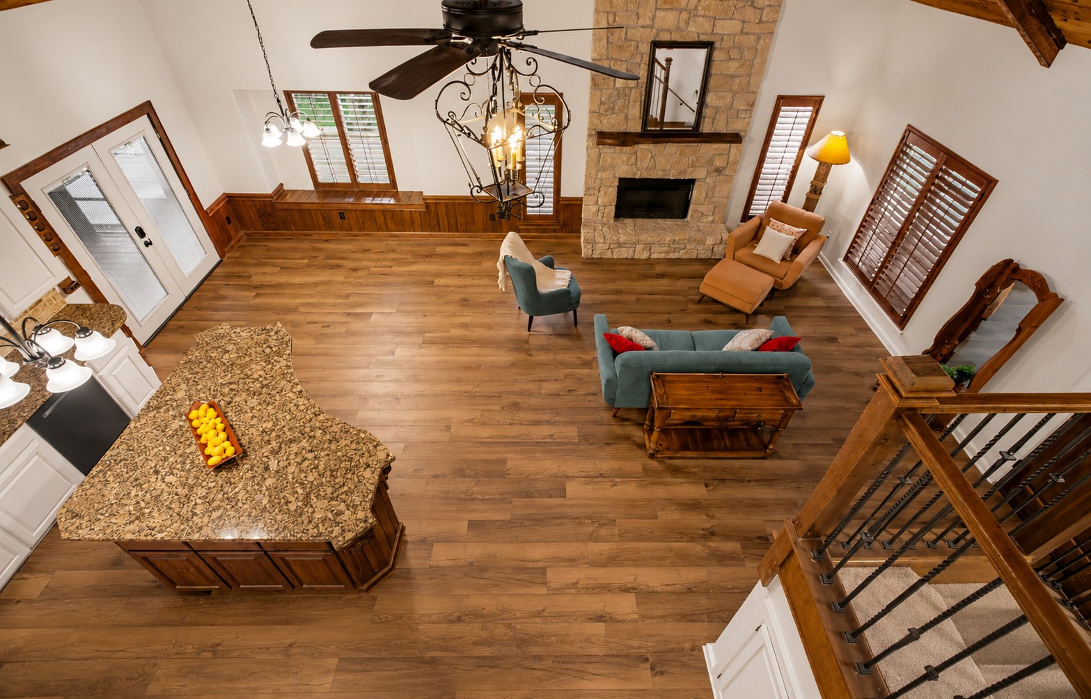 312 Springwood Drive Conroe, TX 77385 - Photo 22 of 50 Such a stunning view of the main living area of the home form the second floor of the home.