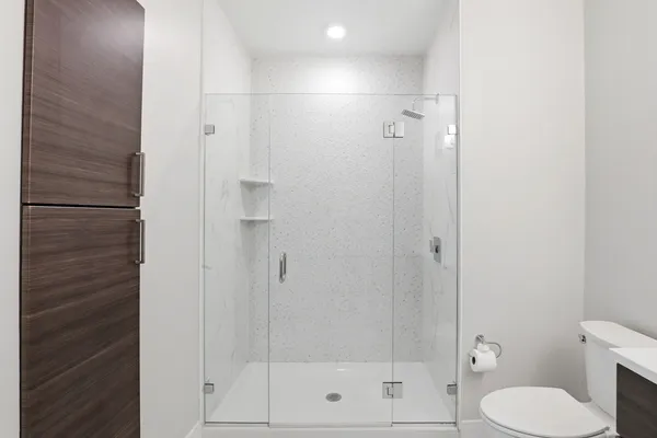 a view of an empty walk in closet