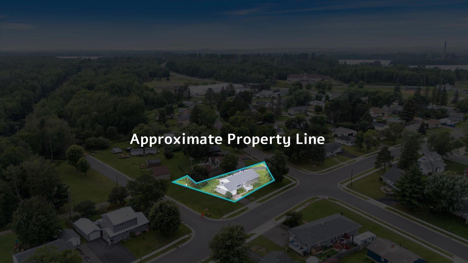 202 Suffolk Drive Hoyt Lakes, MN 55750 - Photo 3 of 33 Aerial view of property and surrounding area with property parcel outlined