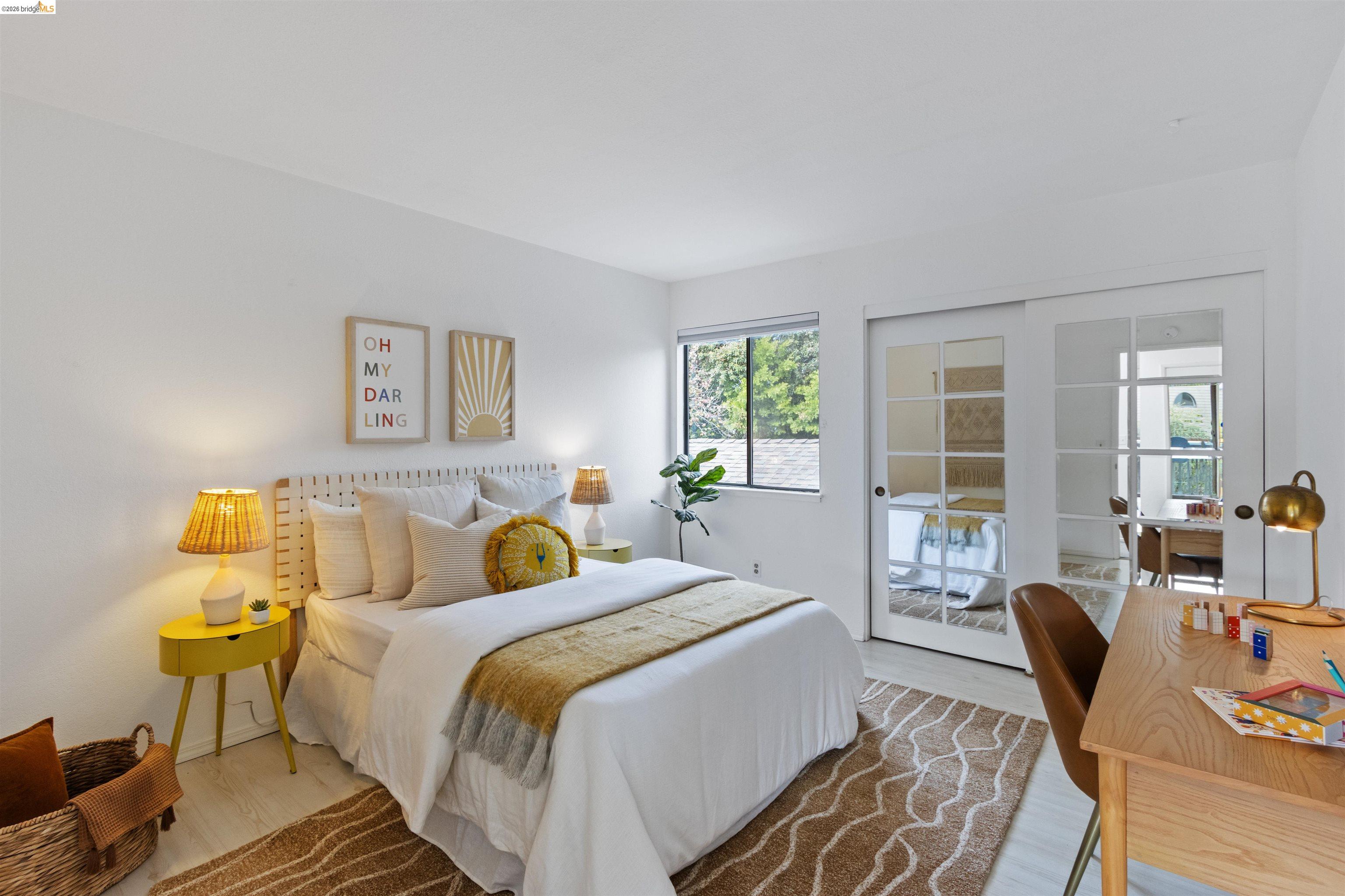 548 Queen's Road Alameda, CA 94501 - Photo 22 of 42 Bedroom with wood finished floors and access to outside