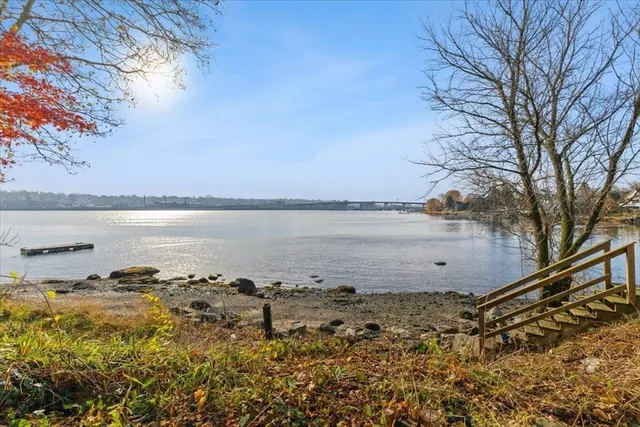 a view of a lake with outdoor space