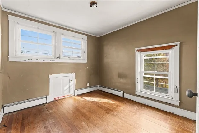 an empty room with windows