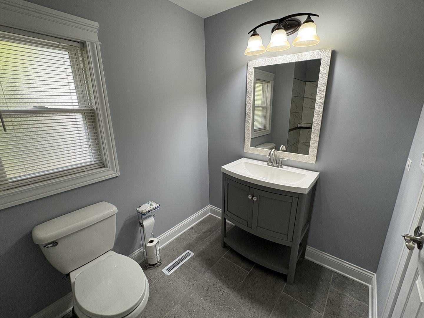 5517 Essex Road Lisle, IL 60532 - Photo 11 of 19 a bathroom with a toilet sink and mirror