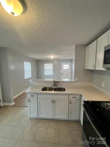 a kitchen with a sink and cabinets