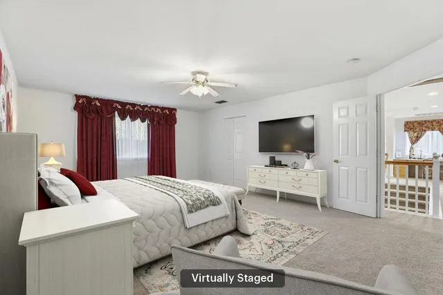 an empty room with a bathroom