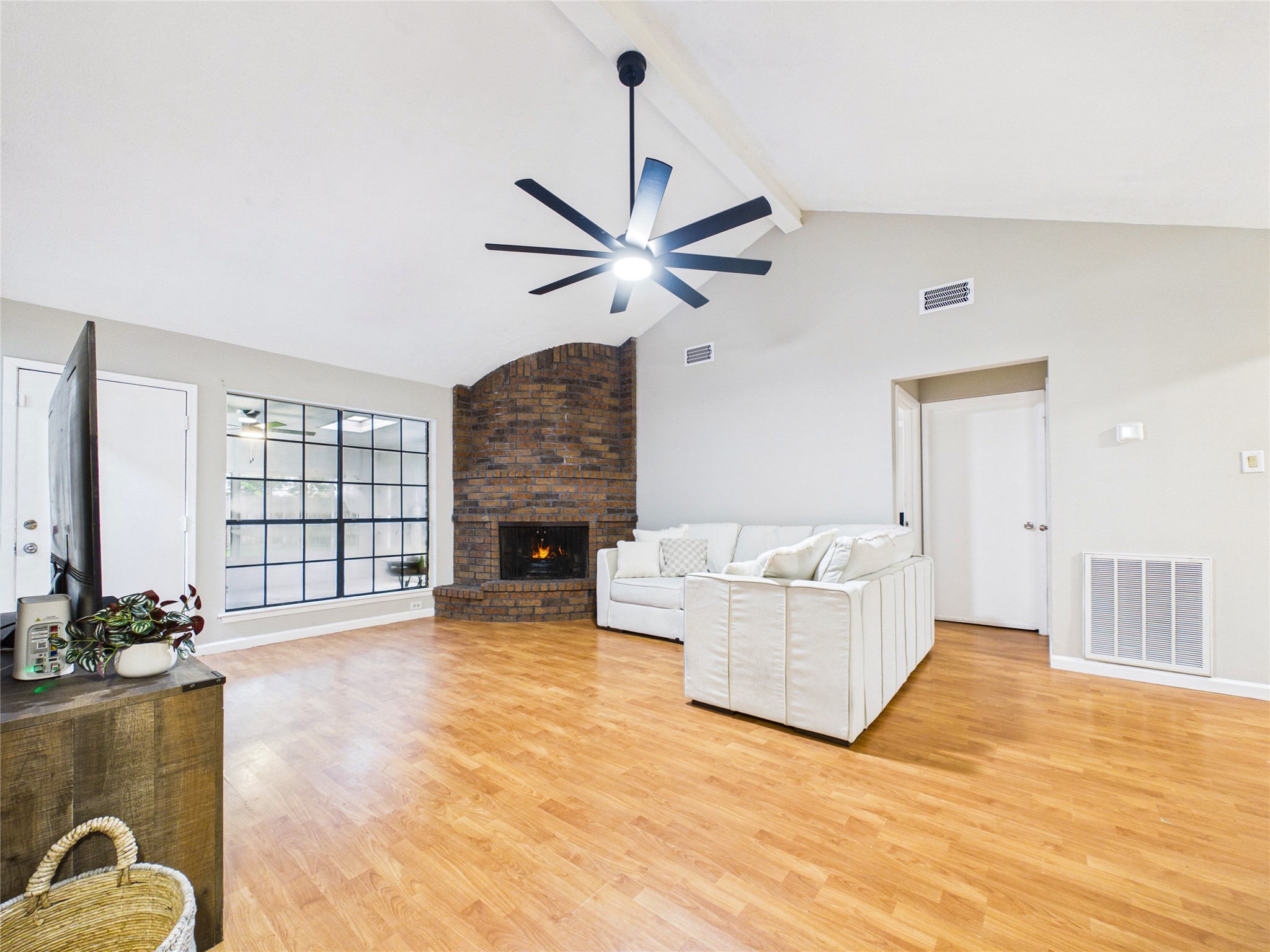 10306 Rustic Rock Road La Porte, TX 77571 - Photo 5 of 38 a living room with furniture and a fireplace