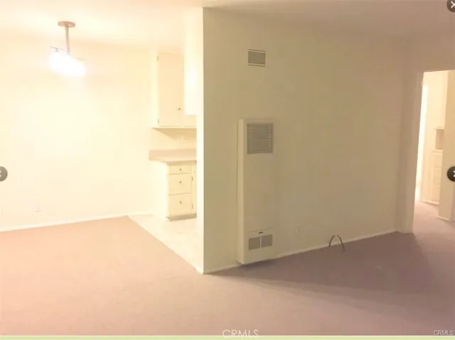 a view of a small space with a window