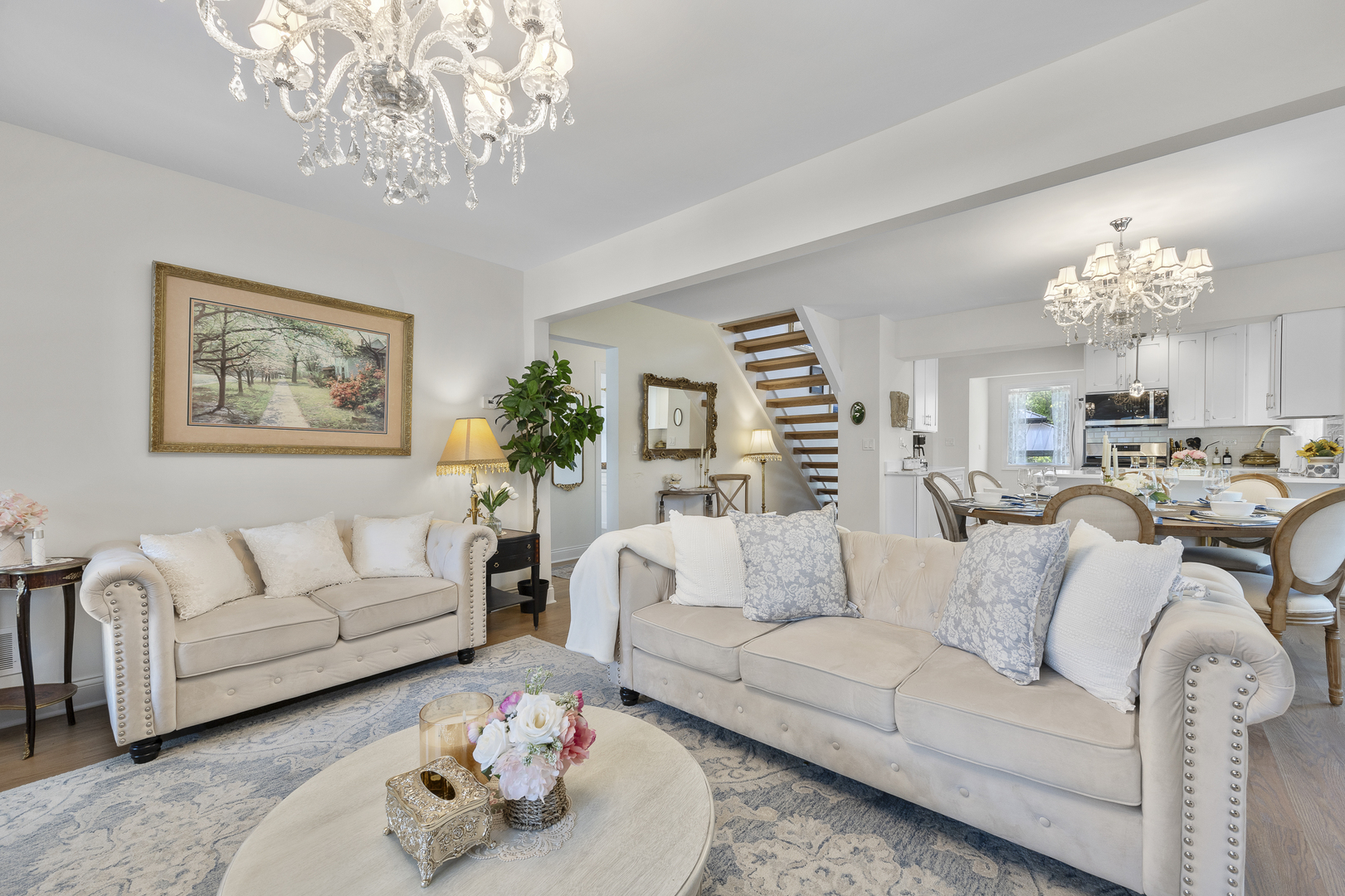 300 Geneva Road Glen Ellyn, IL 60137 - Photo 7 of 41 a living room with furniture and a chandelier