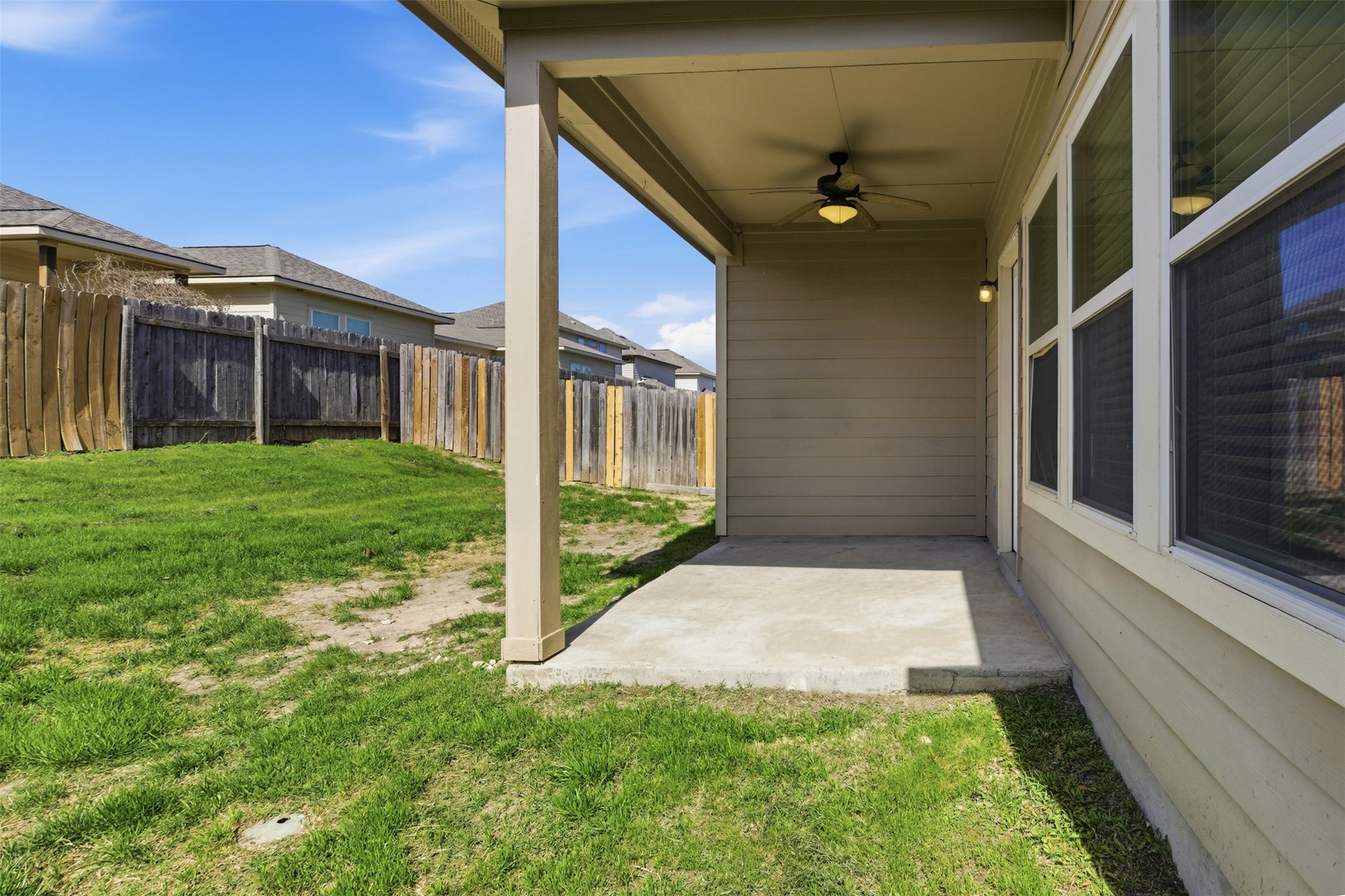 124 Golden Eagle Leander, TX 78641 - Photo 29 of 32 The rear porch is meant to enjoy the outdoors!