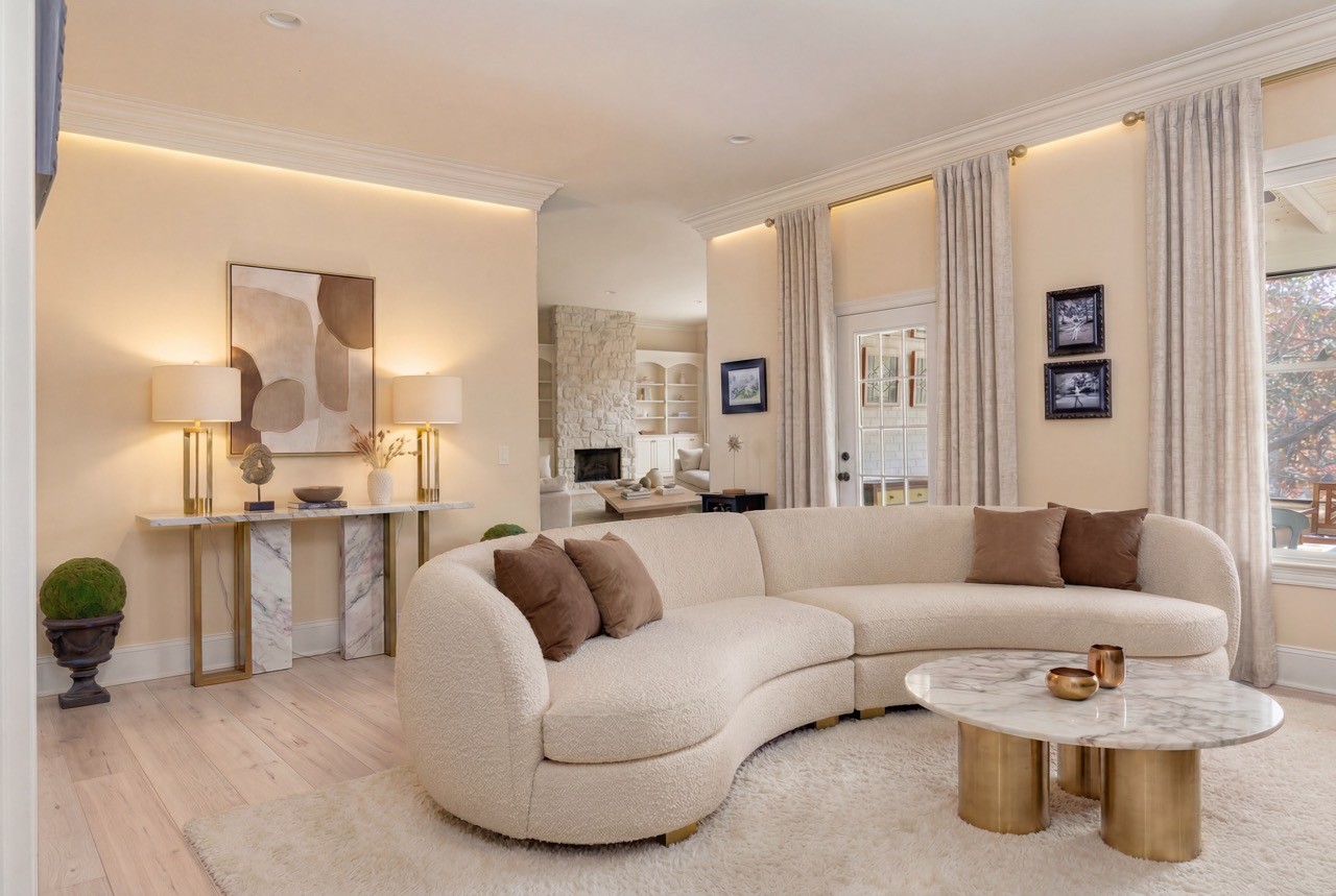 5561 Parker Branch Road Franklin, TN 37064 - Photo 11 of 21 a living room with furniture and a dining table with kitchen view