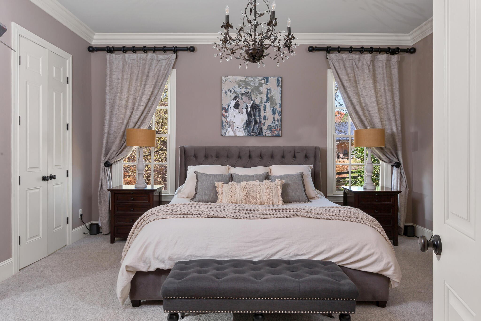 5561 Parker Branch Road Franklin, TN 37064 - Photo 14 of 21 a bedroom with a large bed and a chandelier