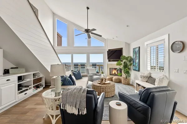 a living room with furniture and a window