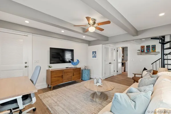 a view of a room with storage