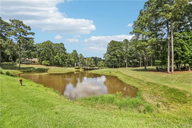 a view of a lake with houses