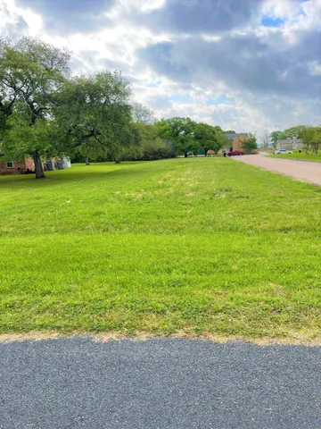 a view of a field with an ocean view