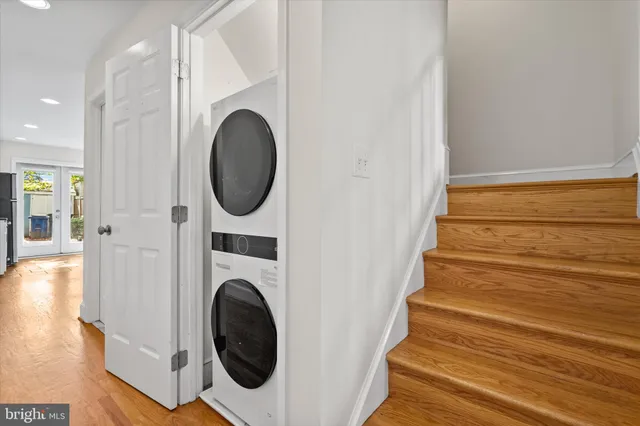 a utility room with dryer and washer