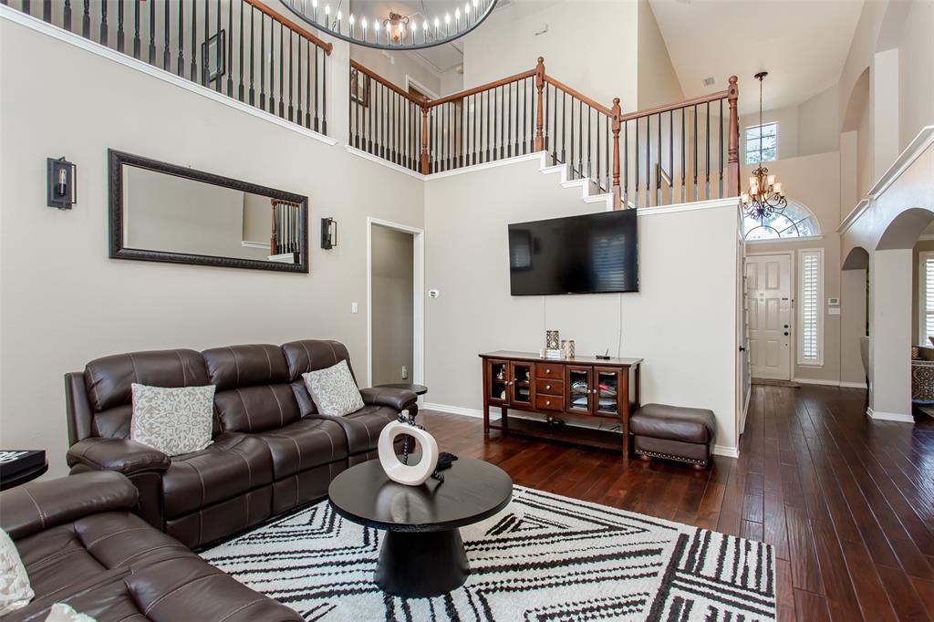 5916 Mossbrook Trail Dallas, TX 75252 - Photo 25 of 40 a living room with furniture and a flat screen tv