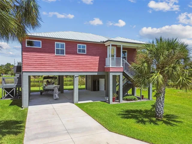 a house view with a garden space