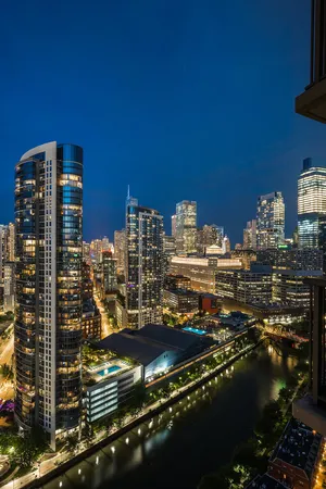 a view of a city with tall buildings