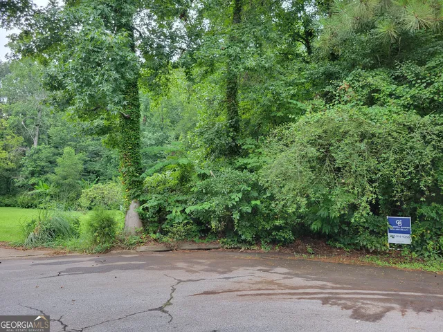 a view of a road with a trees