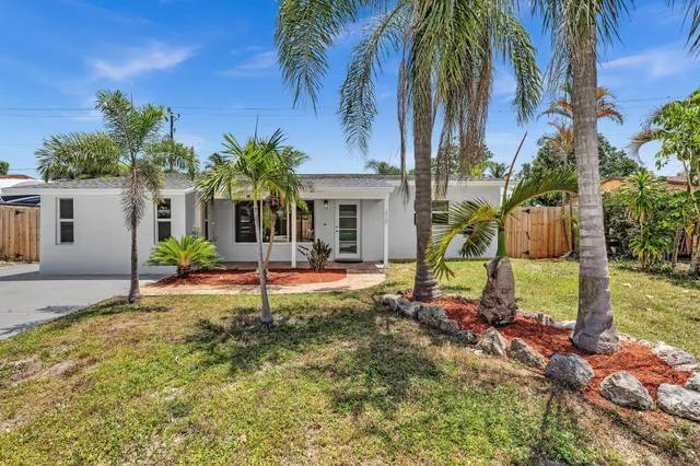 a house with palm tree in front of it