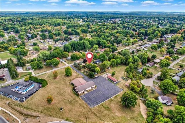 an aerial view of a house with plants