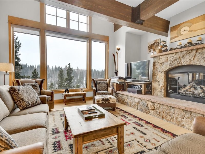 2584 Boreas Pass Road Breckenridge, CO 80424 - Photo 12 of 47 Living Room - rock, gas fireplace