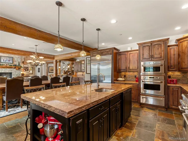 a kitchen with lots of counter top space