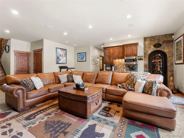 a living room with furniture and a couch