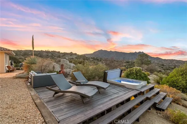 a view of a terrace with a bench