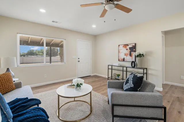 a living room with furniture