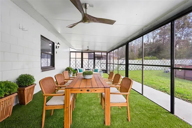 a balcony with chairs