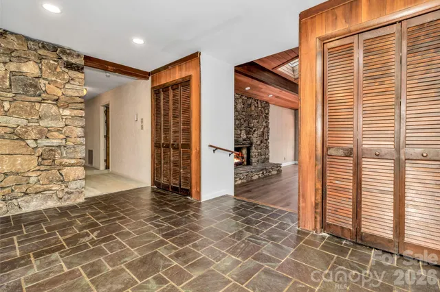 an empty room with windows