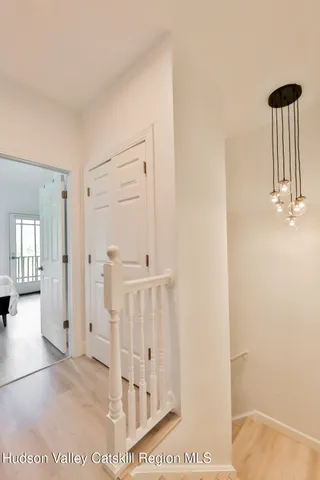 a view of a hallway with elevator