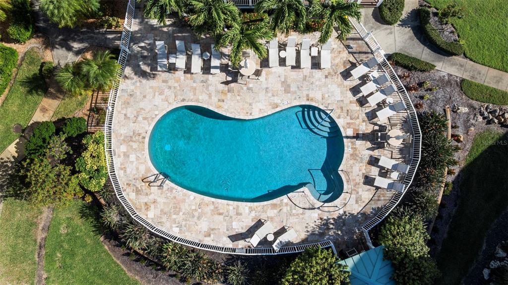 399 150th Avenue, Unit 309 Madeira Beach, FL 33708 - Photo 30 of 43 an aerial view of a swimming pool