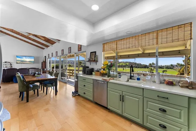 a kitchen with lots of counter top space