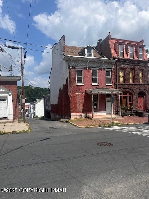 a front view of a building