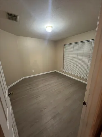 an empty room with a workbench