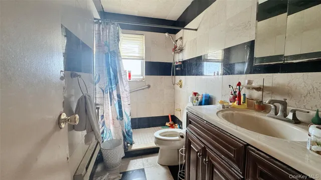 a bathroom with a sink a toilet and a shower