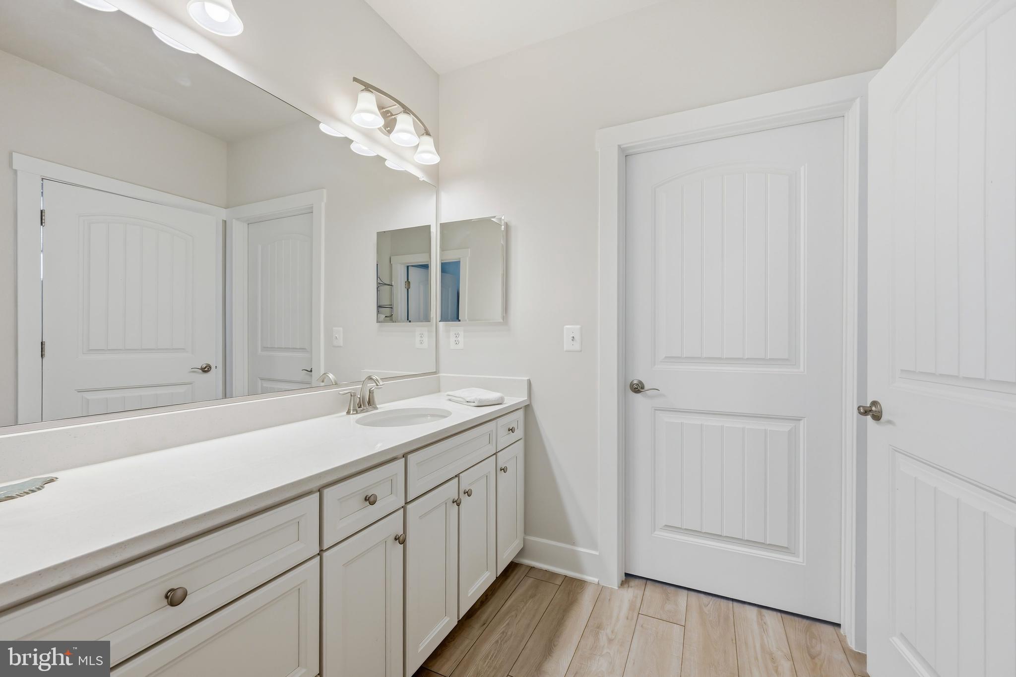 190 Harrier Way, Unit 24 Chester, MD 21619 - Photo 47 of 78 a bathroom with a sink a large mirror and vanity