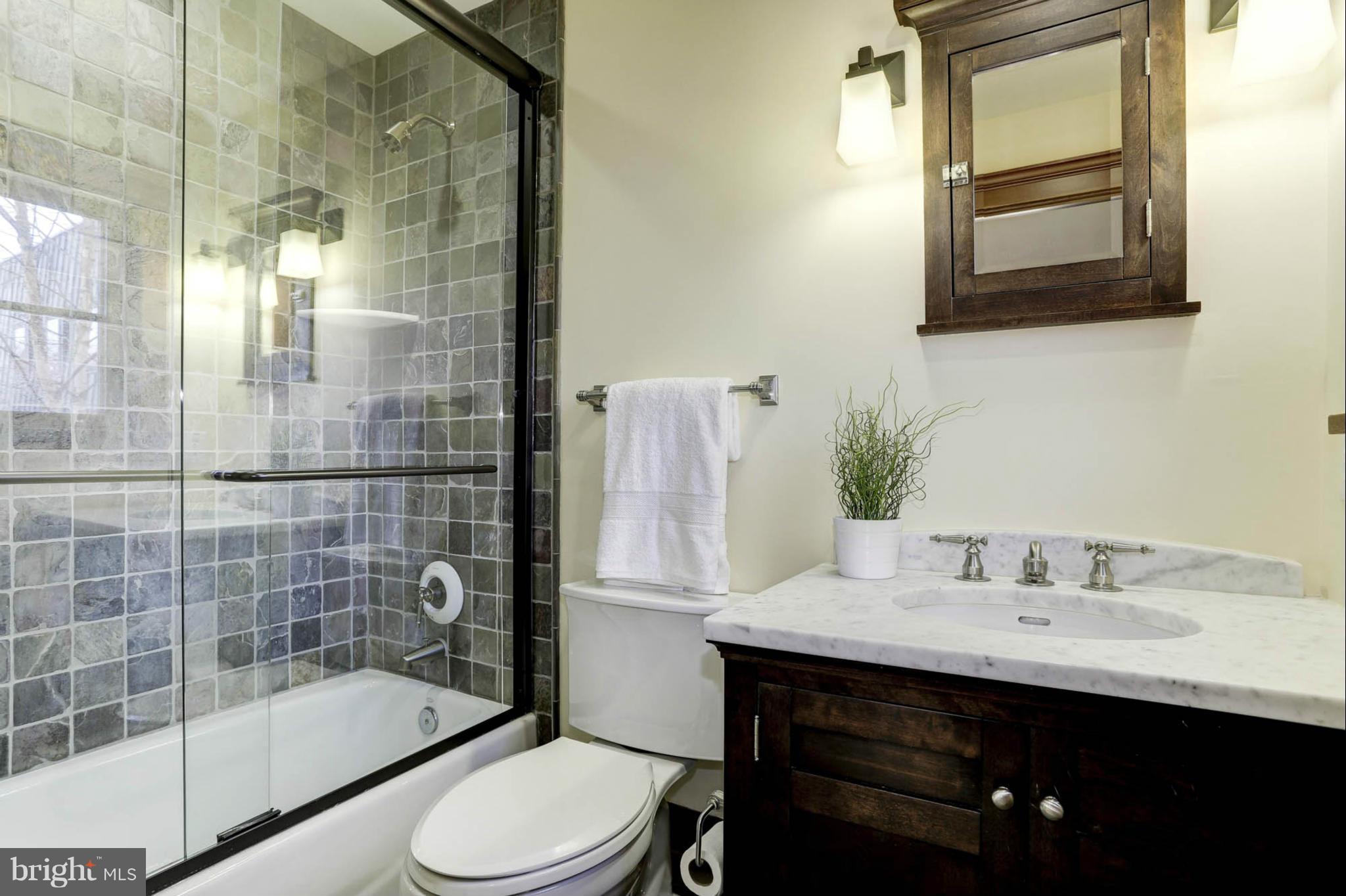 24 Dean Street Annapolis, MD 21401 - Photo 20 of 30 a bathroom with a sink a toilet and shower